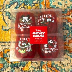 Disney Christmas holiday acrylic stemless wine glasses